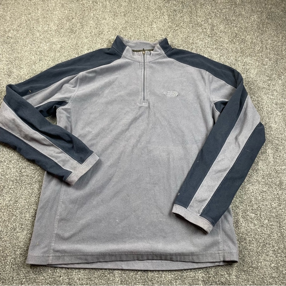 THE NORTH FACE Men’s Grey/Blue 1/4 Zip Fleece Pullover jacket size: Medium